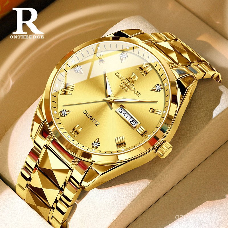 Ruizhiyuan สีใหม่ผู้ชายสายเหล็กนาฬิกาผู้ชาย High-End นาฬิกาควอทซ์กันน้ํา GC4T