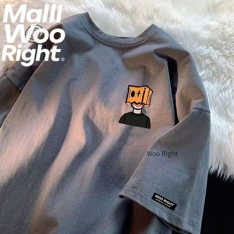 (จัดส่งตลอด 24 ชั่วโมง)Woo Right เสื้อยืดคอกลม แขนห้าส่วน เข้ากับทุกการแต่งกาย แฟชั่นฤดูร้อน สไตล์สตรีท สําหรับผู้ชาย10
