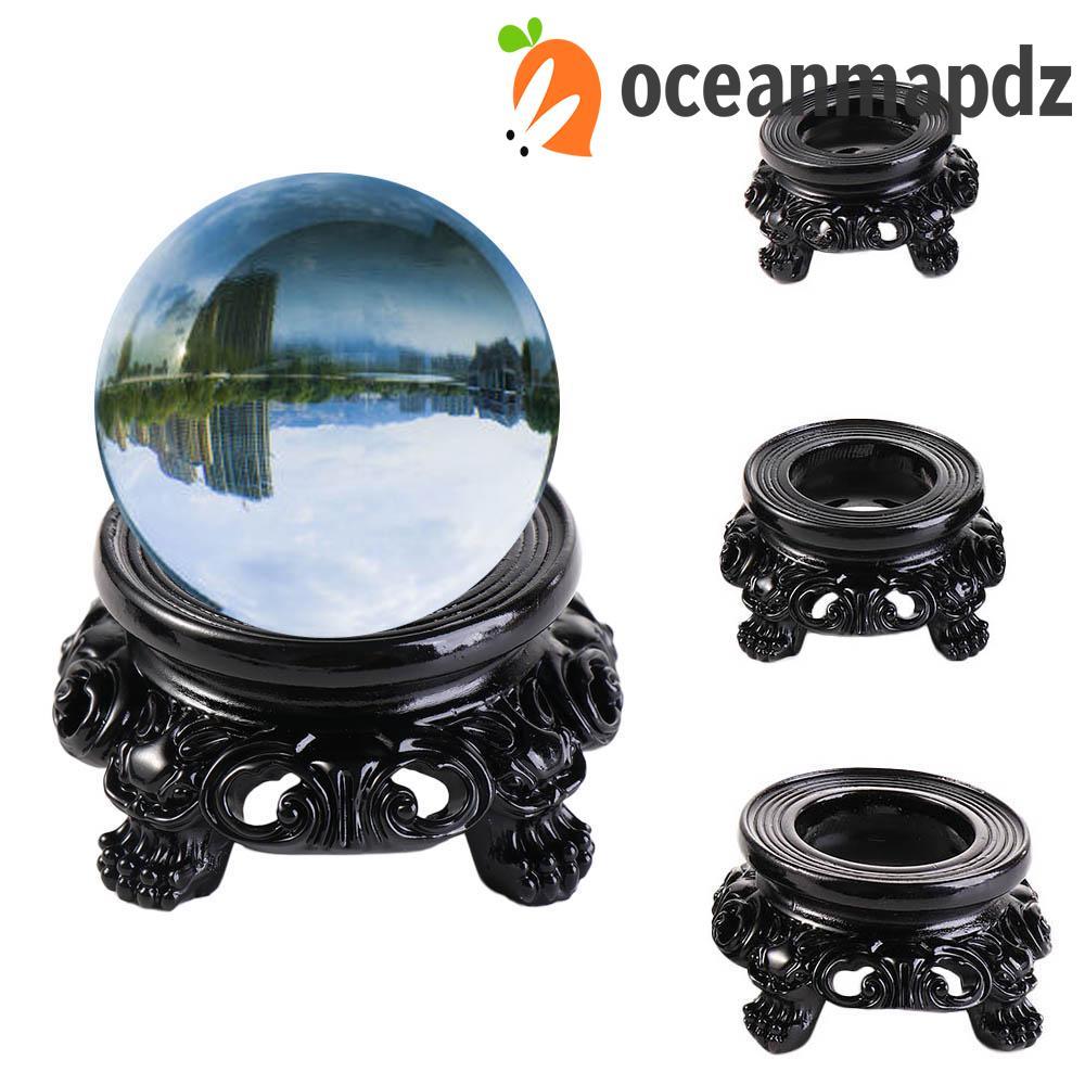 OCEANMAPDZ Sphere Pestal Fixed Seat แกะสลักตกแต่งสีดํารอบคลาสสิก Globe Holder