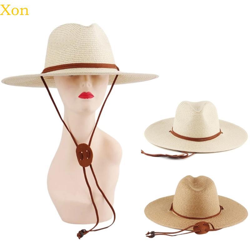 Xon Hand Weaving Straw Hat Beach Getaways Beach Hat Breathable Sun Hat for Girl