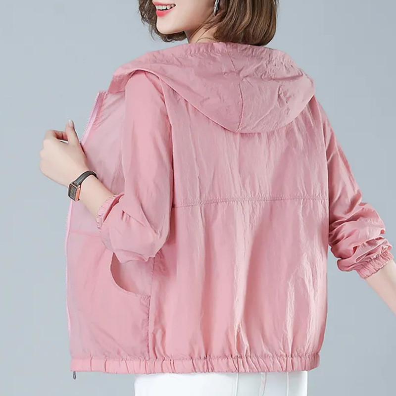 < พร้อมสต็อก คําสั่ง > M-4XL ครีมกันแดดเสื้อผ้าสุภาพสตรีฤดูร้อนสไตล์ใหม่แม่กลางอายุผู้สูงอายุกลางแจ้งระบายอากาศแขนยาวบางแจ็คเก็ต ราคา ถูกที่สุด ดีลบีเคเค แกลเลอรีภาพที่ 8