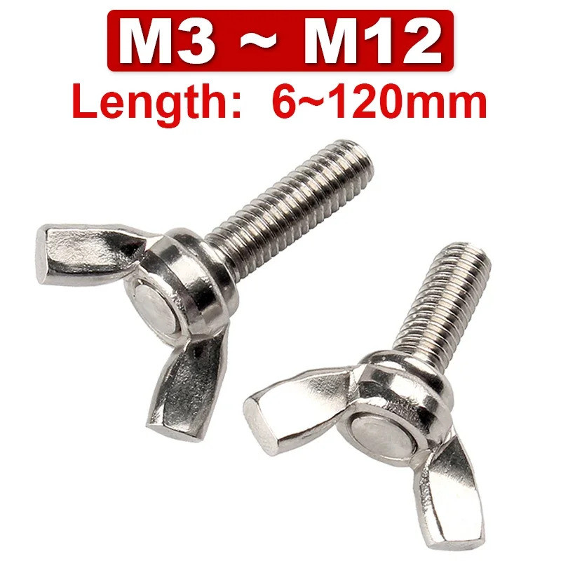 304 Stainless Steel Butterfly Screws Butterfly Hand Screws DIN316 Crook Screws M3 M4 M5 M6 M8 M10 M1