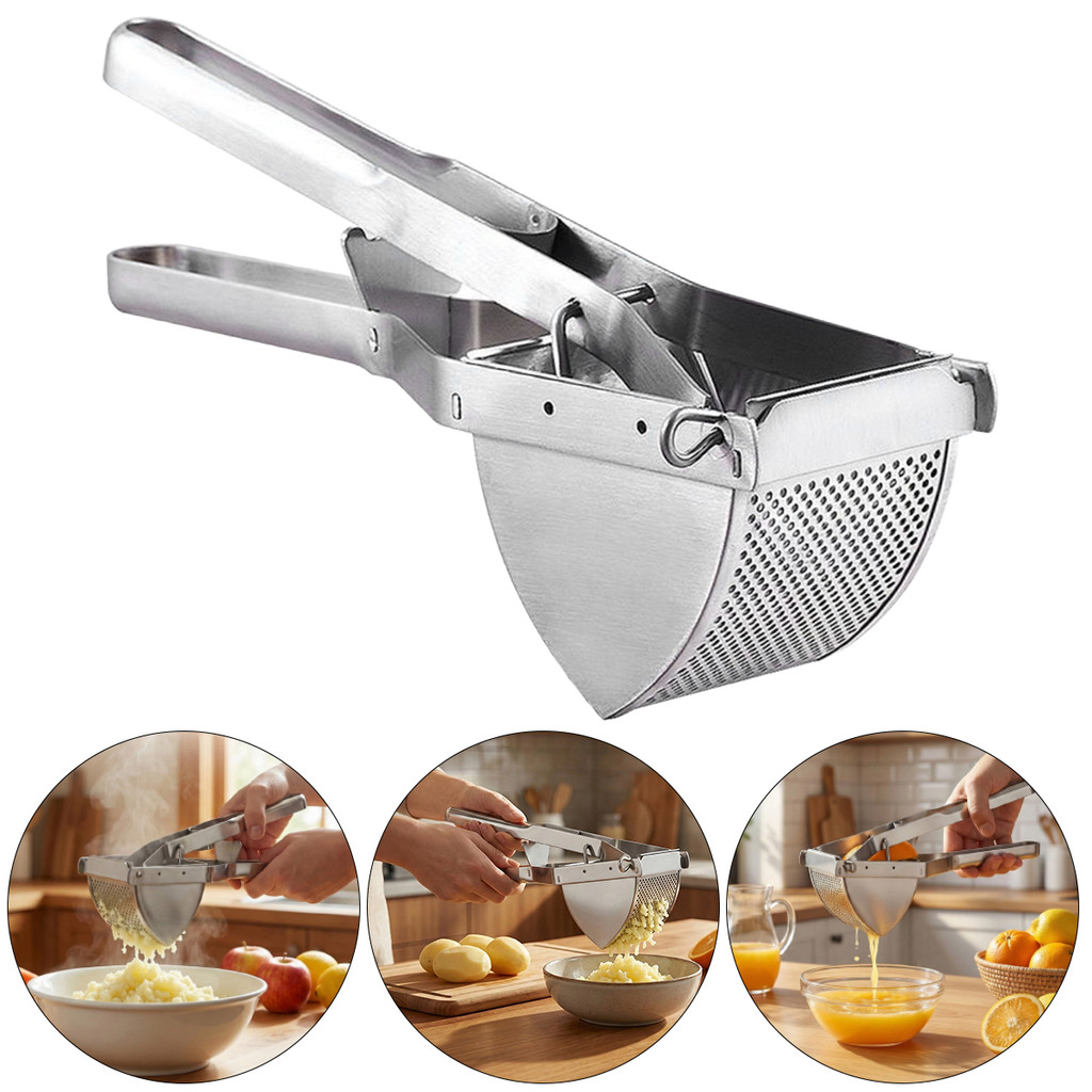 Biblissมันฝรั่งสแตนเลส Ricer และ Masher, Heavy Duty Commercial Food Masher, Ergonomic Comfort Grip, ความจุขนาดใหญ่พิเศษ