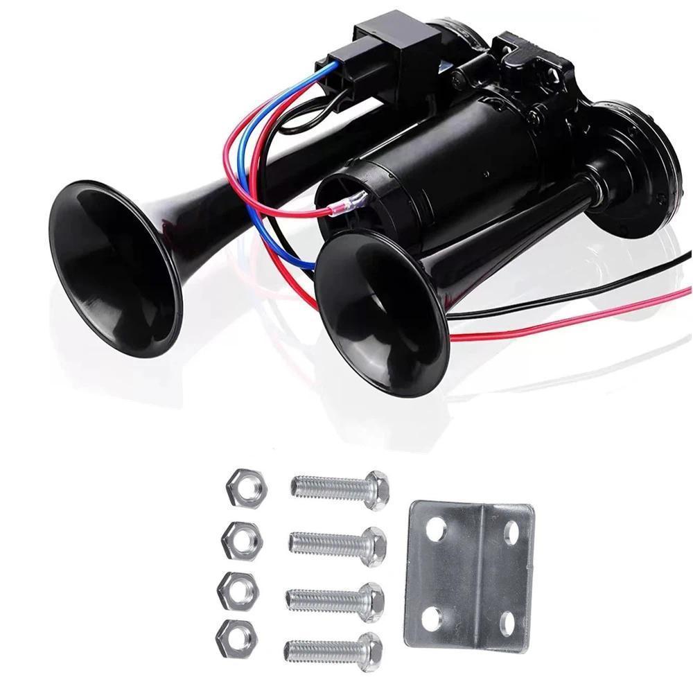 รถไฟฟ้า Air Horn ลําโพง 600DB 12V Dual ทรัมเป็ต Super Loud โซลินอยด์วาล์วไฟฟ้าสําหรับรถยนต์ SUV รถบร