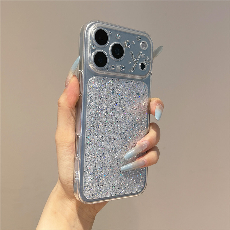 Glitter Rhinestone Letter Y เคสโทรศัพท์สําหรับ iPhone 17 16 15 14 13 12 11 Pro Max กันกระแทก