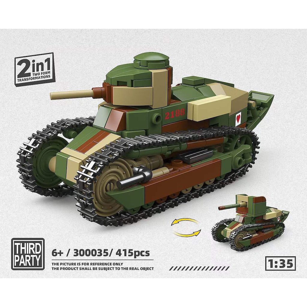 Mybeautyhouse 415PCS MOC 2in1 Renault FT เครื่อง Anti Tank รุ่นก่อสร้างของเล่น Building Block อิฐของขวัญเด็ก DIY ชุดใหม่ 1:35