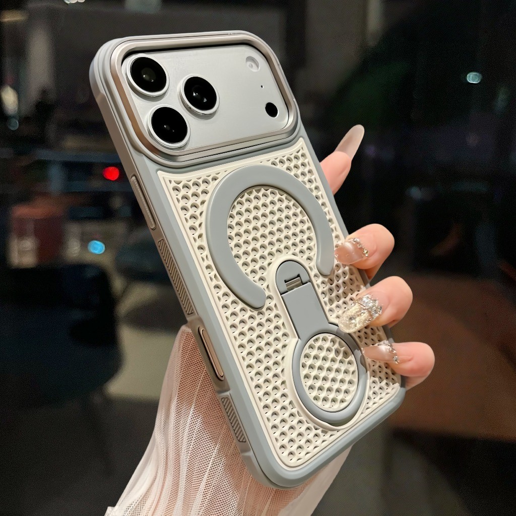 หรูหรา 360° ขาตั้งหมุนได้เคสแม่เหล็กสําหรับiPhone 17 16 15 14 Plus 13 12 11 Pro Maxซิลิโคนระบายความร้อนกันกระแทก
