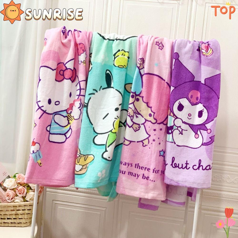 SUNRISE ผ้าเช็ดตัว Sanrio ผ้าเช็ดตัวลายการ์ตูนผ้าฝ้ายนุ่ม Melody ผ้าห่มคลุมน้ําดูดซับ Microfibre