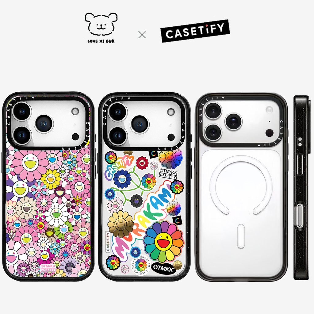 แม่เหล็กอะคริลิสีชมพูเดซี่ยิ้มดอกไม้กรณีโทรศัพท์สําหรับ ไอโฟน 17 มือโปร สูงสุด 17อากาศ 16 15 14 13 12กันกระแทกป้องกันปลอก