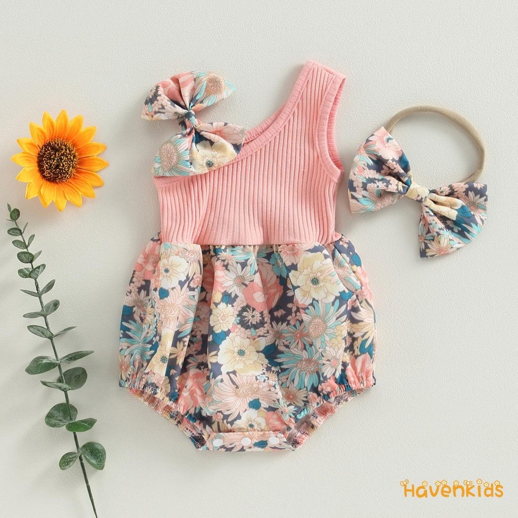 ชุดฤดูร้อนดอกไม้สำหรับเด็กหญิง แบบหนึ่งไหล่ รูปที่ 4