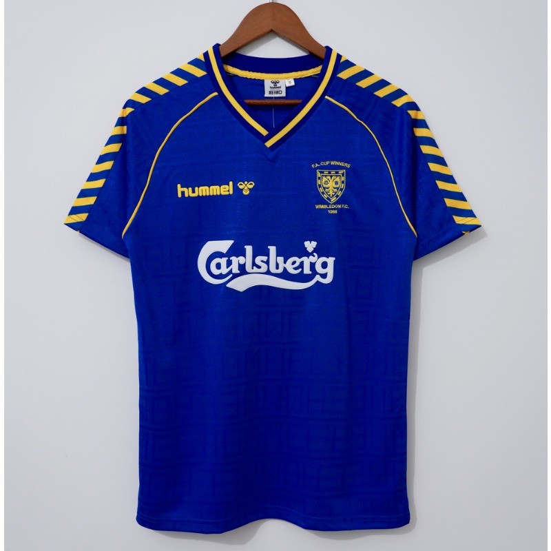 เสื้อฟุตบอลแขนสั้นสไตล์เรโทร สีน้ำเงิน สำหรับทุกขนาด - รูปที่ 6