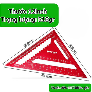 Thước Ke Góc Tam Giác KOSLO Hợp Kim Nhôm Có Độ Chính Xác Cao Đến 99% Thước Góc Phải Góc Đa Năng 90 Độ