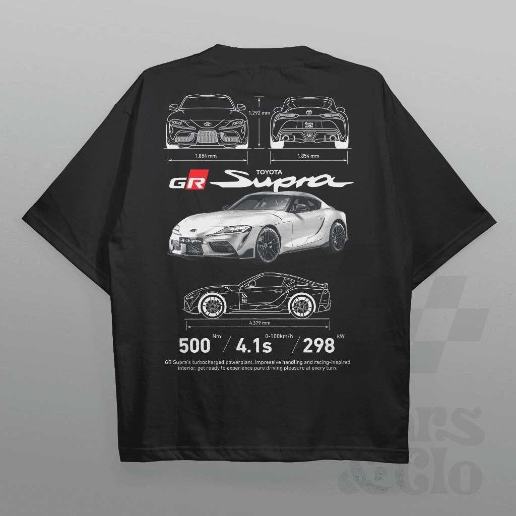 รถยนต์และโคลน - Regular Fit Black - เสื้อยืด Toyota Gr Supra Mk5 Blueprint