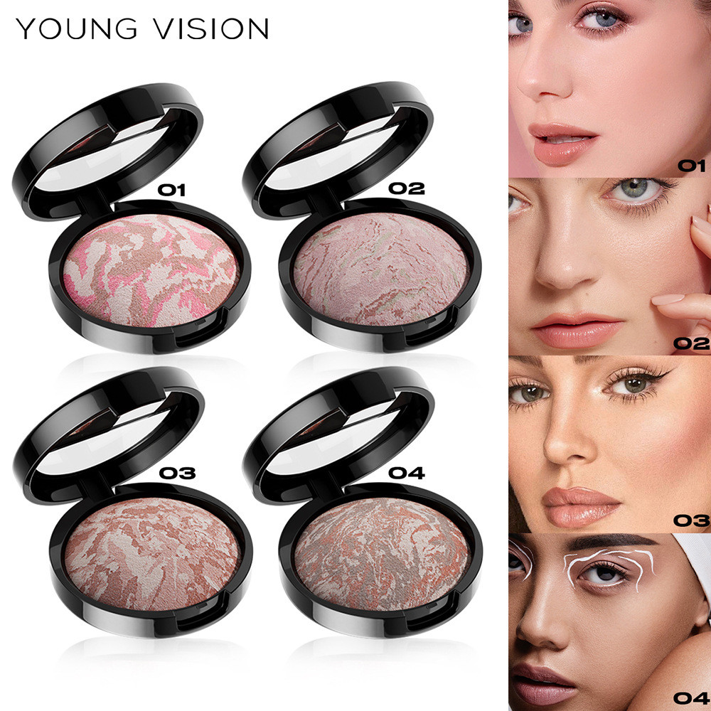 YOUNG VISION 4 สี Five-Spice Pork Belly Baked Powder Foundation Fine Silky Texture Skin Tone Setting
