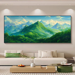สีเขียวภูเขาจิตรกรรมตกแต่งผนังศิลปะฮวงจุ้ยศิลปะโปสเตอร์ภาพไฟเบอร์ผ้าใบพิมพ์โฮมออฟฟิศผนังแสดงภาพวาดโชคลาภ
