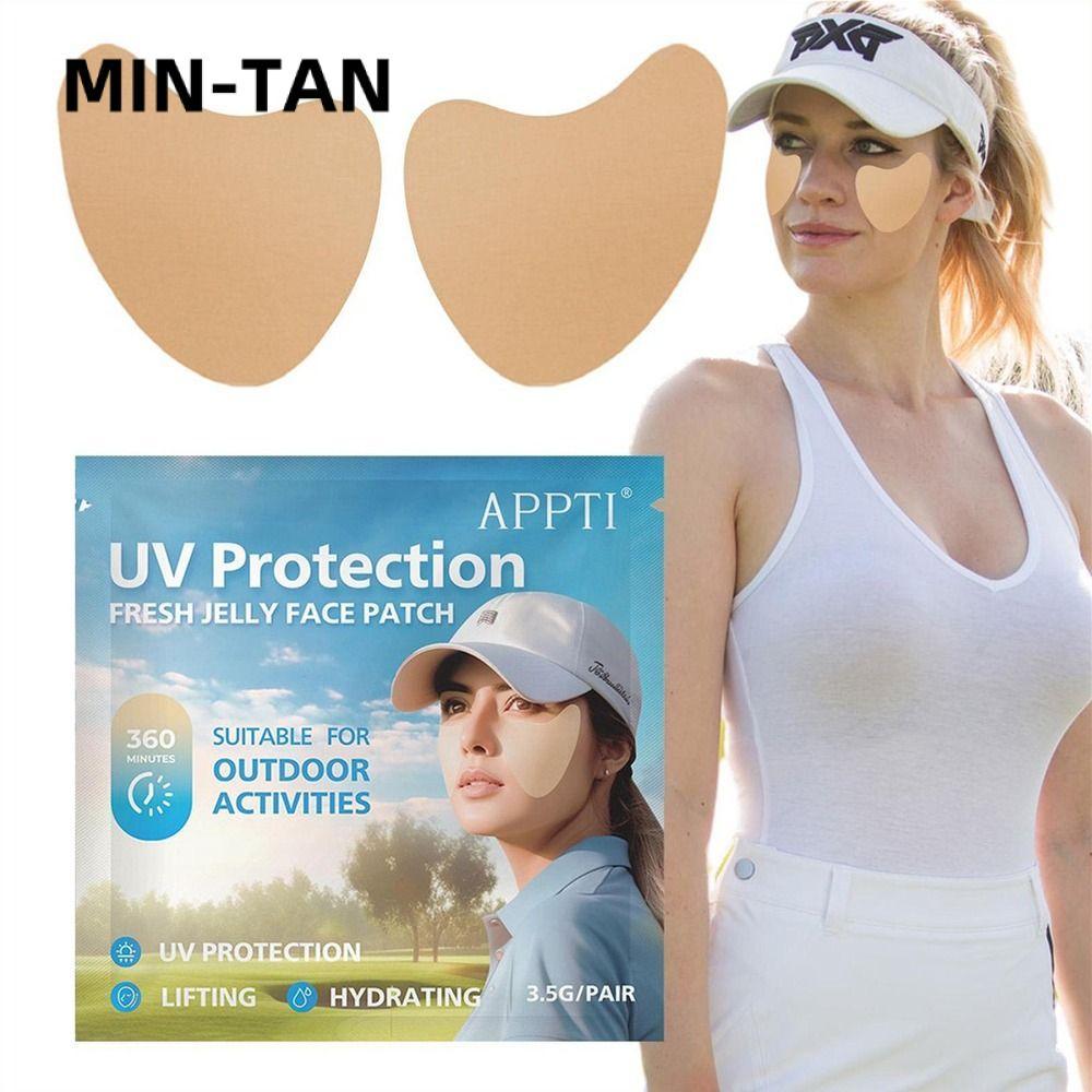 MIN-TAN 5 คู่/กล่อง Sun Patch, Moisturing Sunblock Gel UV Face Patch, Anti Sweat Fresh Jelly Golf Su