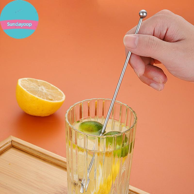 Sund 304 สแตนเลสสตีลกาแฟกวน Stick Bar น้ําผลไม้ Rio ค็อกเทล Creative Mixer Stick แชมเปญ Swizzle Stic