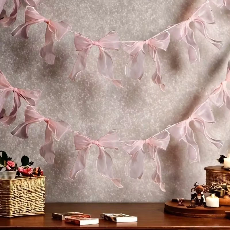 12PCS Bowknot แบนเนอร์แขวนจี้ Garlands สําหรับสาวเจ้าหญิงวันเกิด Party Decor งานแต่งงานภาพพื้นหลังตกแต่ง