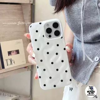 เคสไอโฟน 16 17 13 สำหรับ iPhone 17 15 11 13 16 14 12 Pro Max 15 14 16 6 6S Plus XR X XS ผ้าคลุมระบายลายจุดหวานน้อยชิ้น