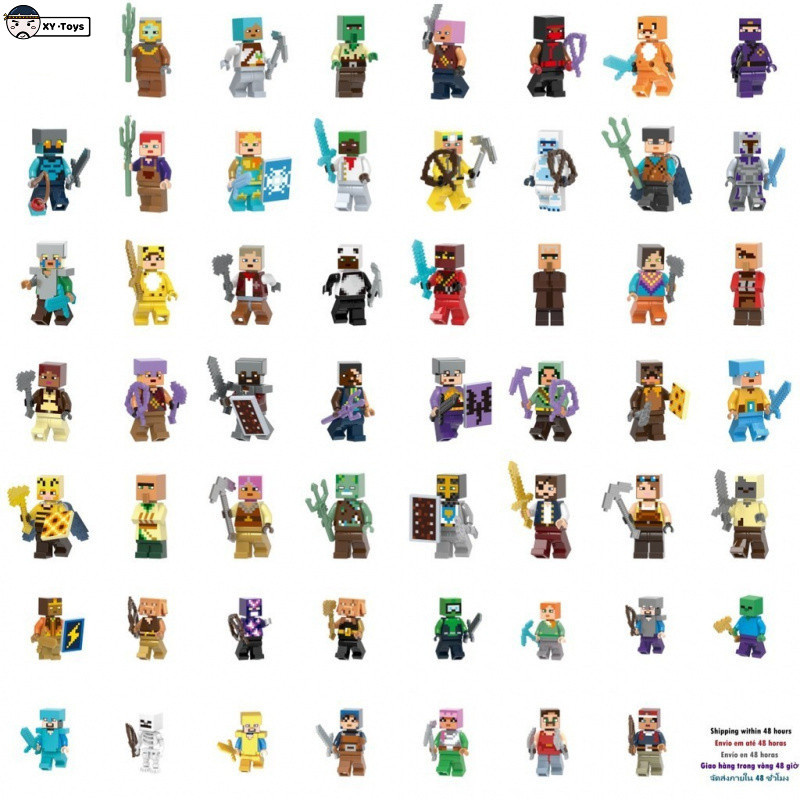 ตุ๊กตาแอ็คชั่นประกอบของเล่นของขวัญวันเกิด Pixel Villager ตกแต่ง