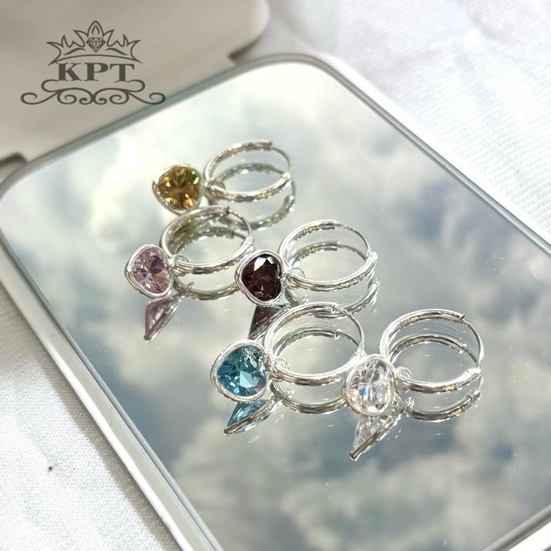 เงินแท้ 92.5% Ag Silver รวมลายต่างหูห่วง Ag925 พลอยหัวใจสีประจำวันเกิด แฟชั่น เก็บปลายทาง มีบัตรประกัน ห่วงเหลี่ยมล้วน