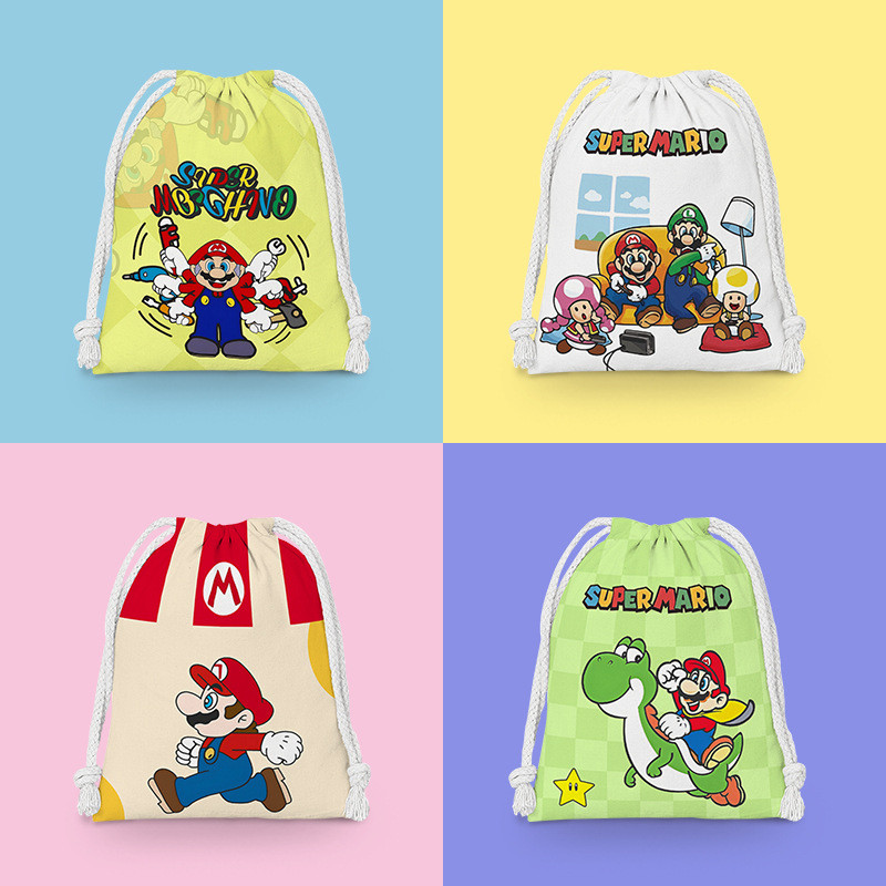 Mario Drawstring Bag Drawstring Bag Travel Sundries Lingerie Toy Storage Bag Cartoon Cosmetic Bag Portable Collection