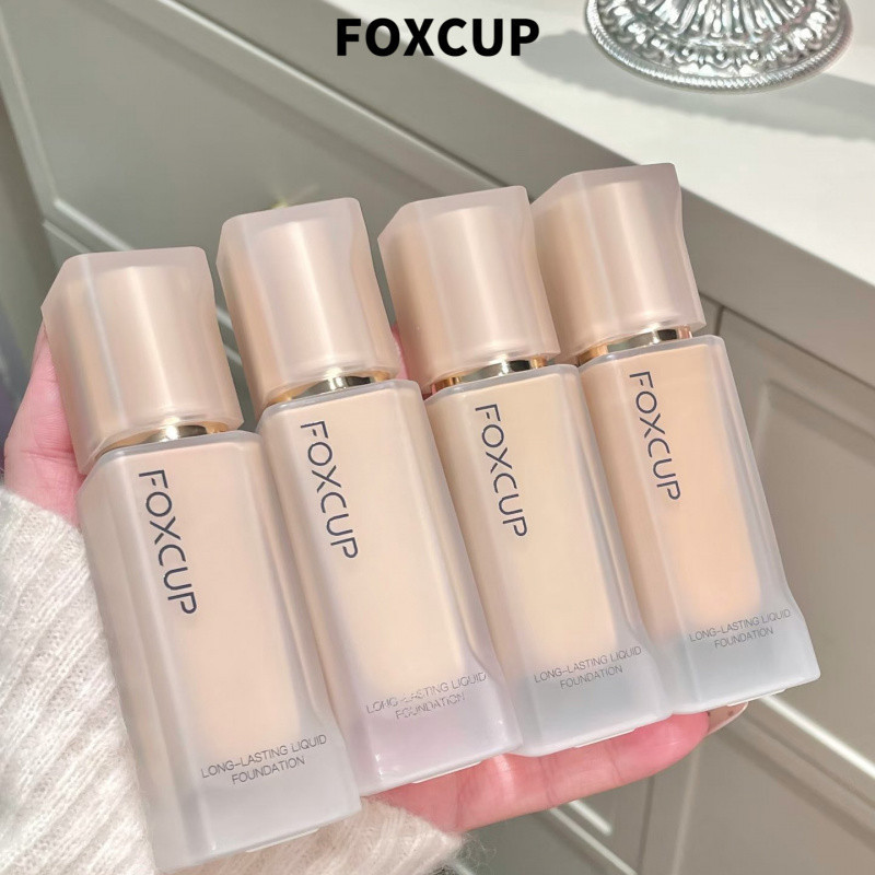 Foxcup Liquid Foundation ผิวแห้งผิวมันสดชื่นควบคุมความมันไร้ที่ติธรรมชาติกันน้ํา Sweatproof ที่มองไม่เห็นรูขุมขนรองพื้นชนิดน้ําบนใบหน้าแต่งหน้าเครื่องสําอาง