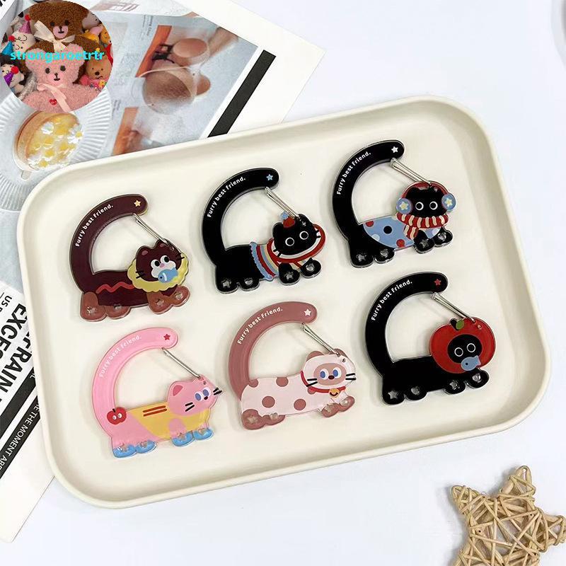Strongaroetrtr 1 ชิ้นการ์ตูน Carabiner อะคริลิครูปกระเป๋าพวงกุญแจสัตว์น่ารักกระเป๋าเป้สะพายหลัง Charm สาว Aesthetic ปีนเขา Hook อุปกรณ์เสริม TH