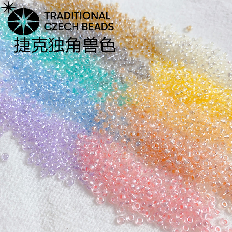 นําเข้าเช็ก BOSS Osa 3mm Unicorn Filled Silver Pearl Glass ลูกปัดข้าว Handmade diy สร้อยข้อมือสร้อยค