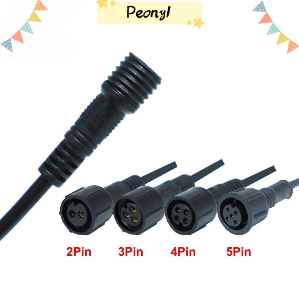 PEONY 2Pin 3Pin 4Pin แจ็ค,สายสีดํา 20 ซม.ชายหญิง LED Connector,ไฟ LED 2Pin 3Pin 4Pin IP67 สายไฟกันน้
