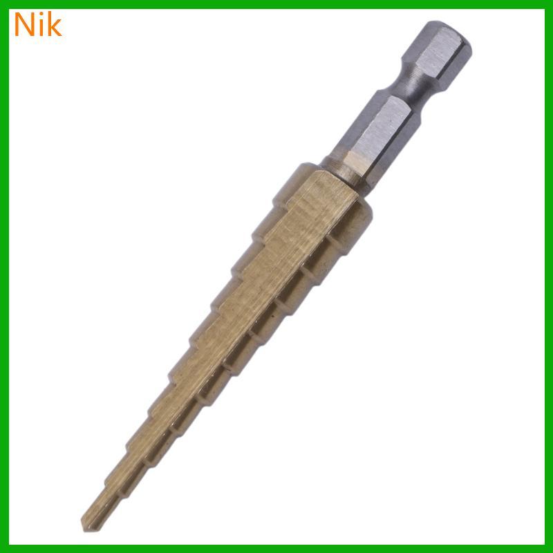 บ.น.ค.ศ. HSS Titanium-Coated Step Drill Set 1 4 hex shank 3-12mm เครื่องมือตัด Reamer