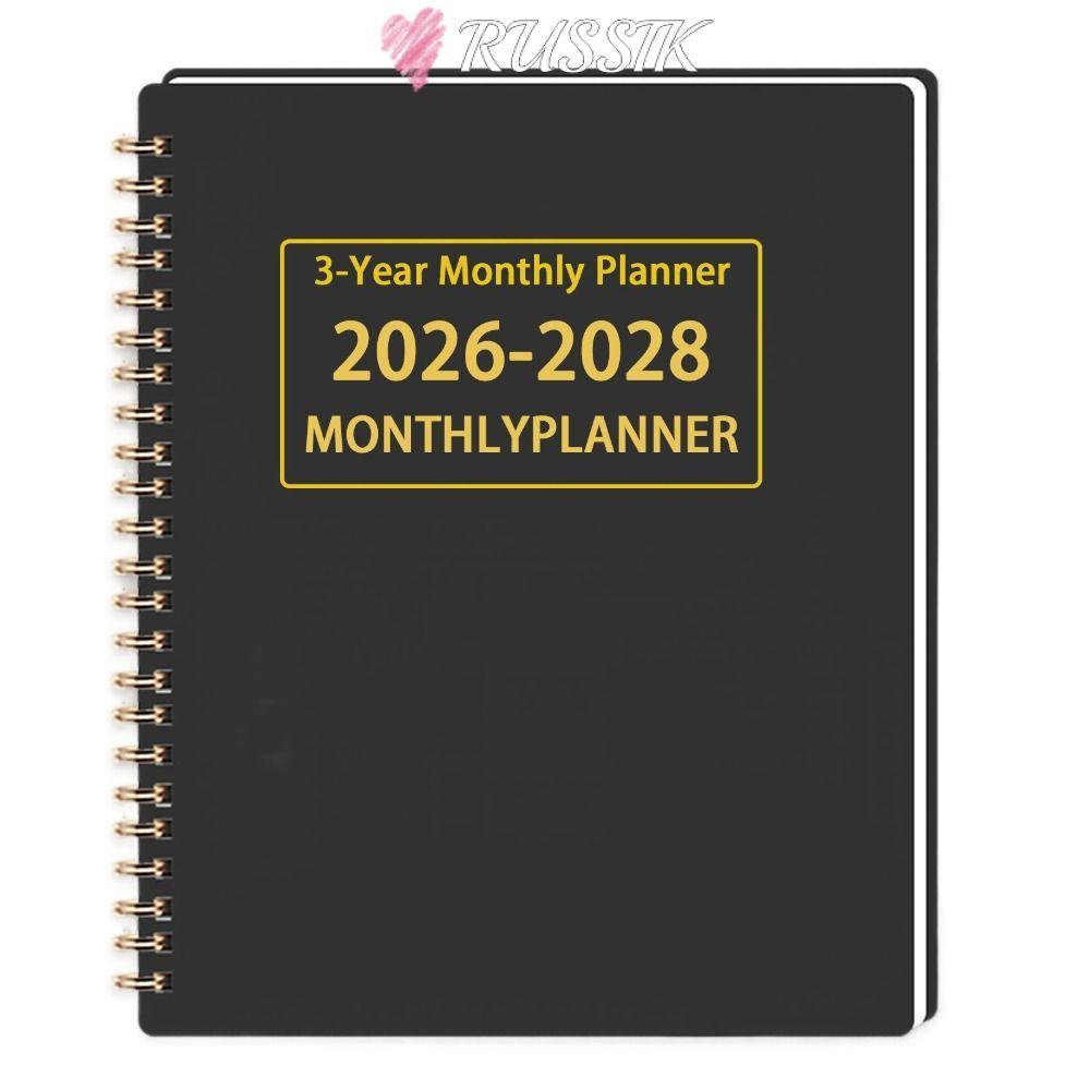 รัสซิก นักวางแผนรายเดือน3ปี,หนังสือปฏิทินเขียนเรียบ2026-2028,แบบพกพา ก4/ก5เป้าหมายรายปีสรุปวาระปฏิทินวิชาการปี