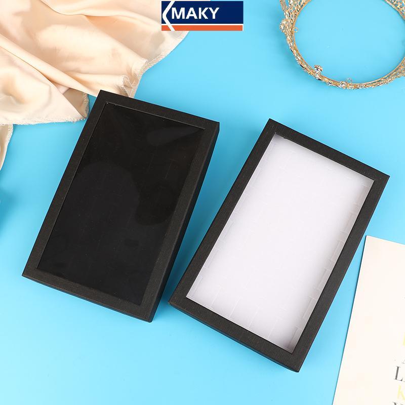 MAKY 36-Slot เครื่องประดับแหวนกล่องถาด Organizer ต่างหู Trinket แสดงกรณีกํามะหยี่ Organizer กล่องเก็