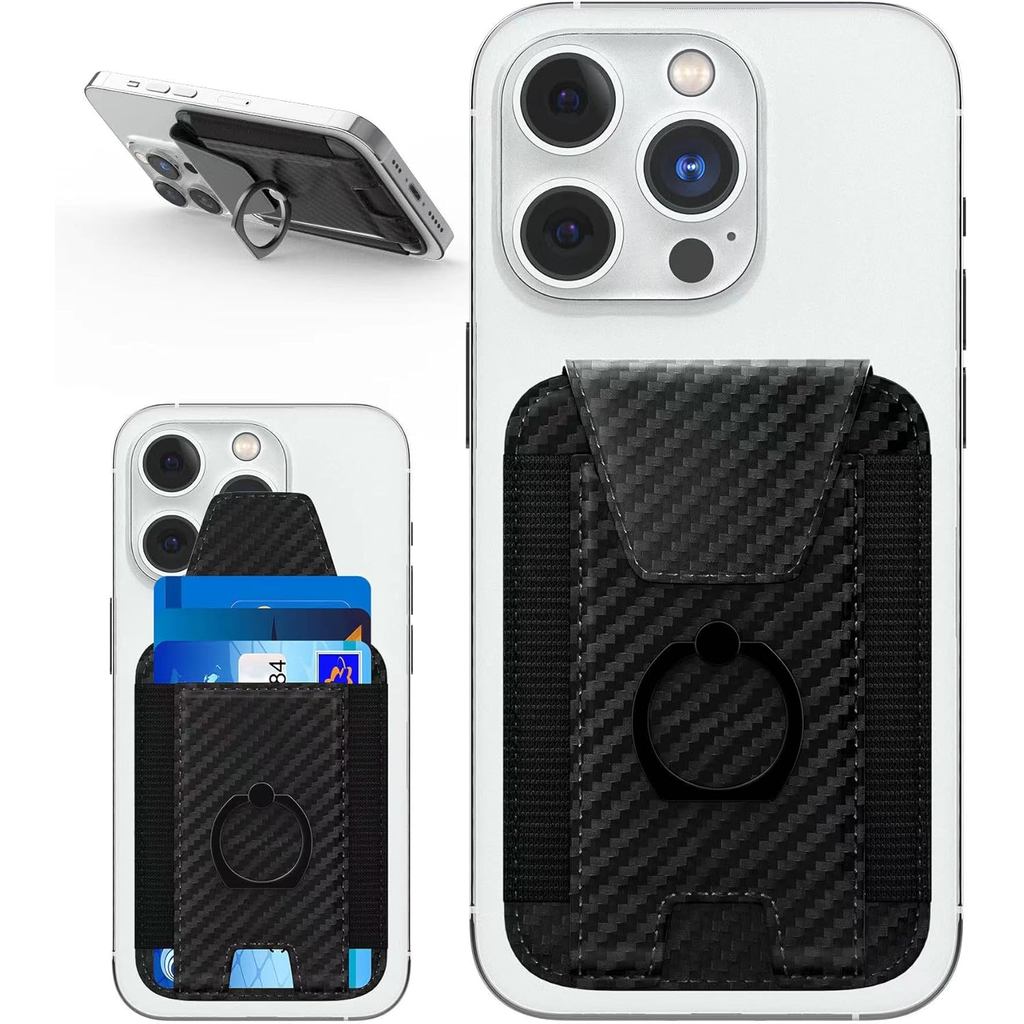 3-in-1 Mag Safe Wallet, Leather Wallet with Phone Ring Stand, Mag Safe Wallet with Magnetic Flap for