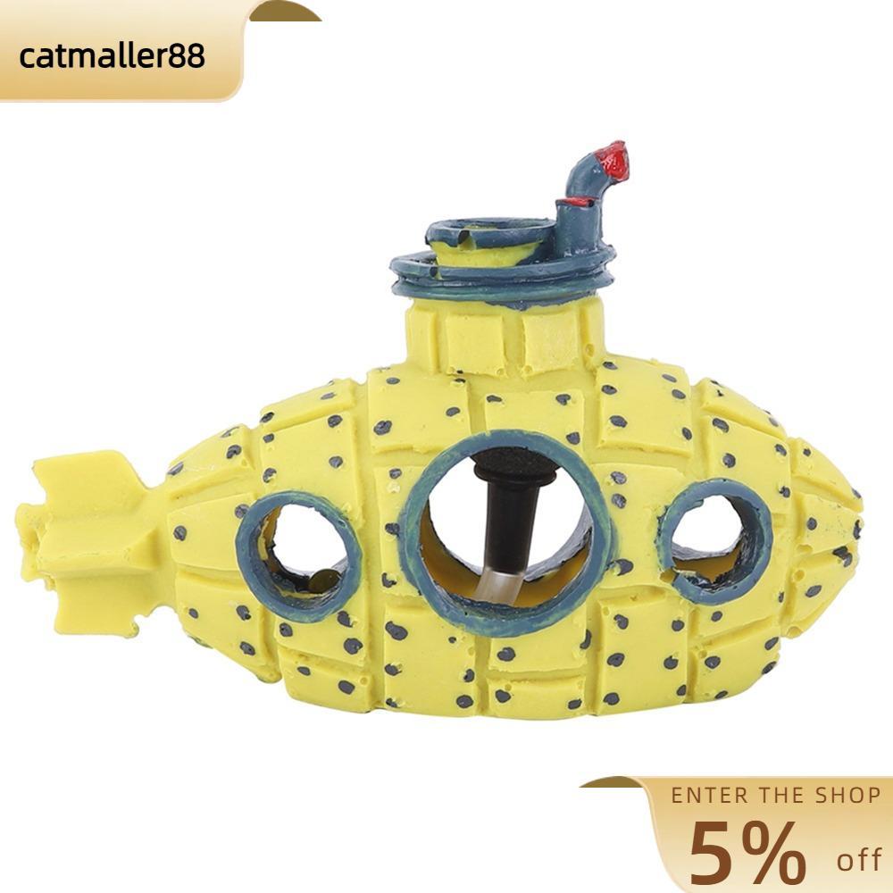 CATMALLER88 ตกแต่งตู้ปลา, Oxygen Air Bubbler Stone Submarine Design Aquarium Submarine ตกแต่ง, สีเหล