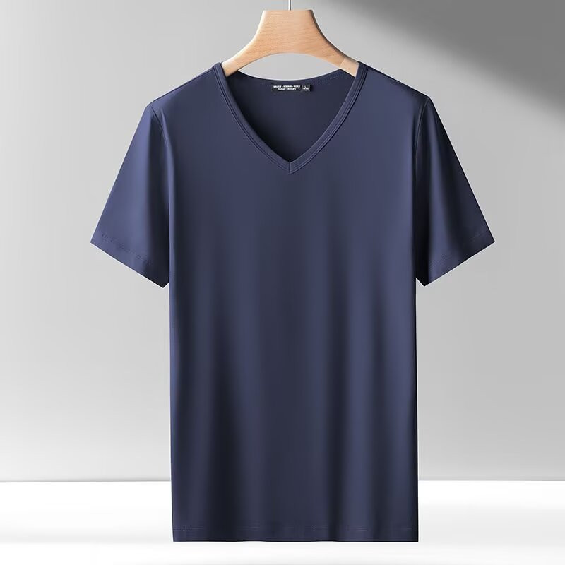 เสื้อยืดแขนสั้นผู้ชายทรงหลวม สีทึบบาง จากแบรนด์ EERSHENSHI เหมาะสำหรับสวมใส่อยู่บ้านหรือเป็นสไตล์คอวี