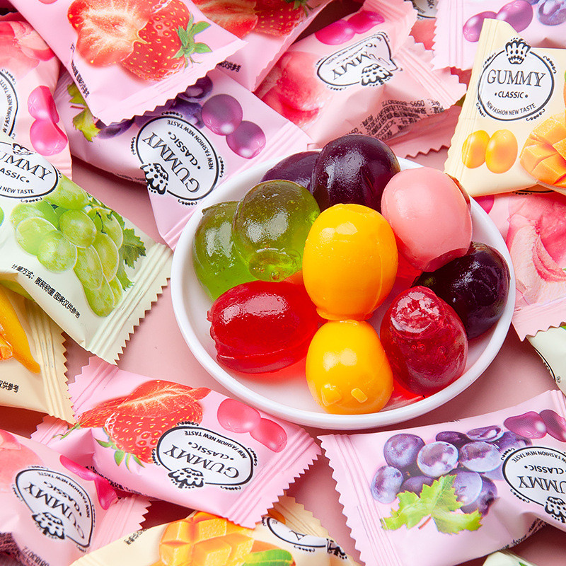 พร้อมสต็อก Yabo กัมมี่รสผลไม้ 500 กรัมขนมแต่งงานจํานวนมากขายส่ง qq Candy ของว่างมาร์ชแมลโลว์ผสมมูลค่