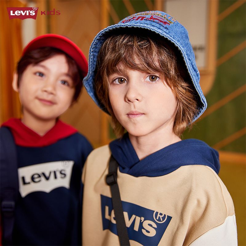 หมวกบัคเก็ตคาวบอย LEVIS เด็กผู้หญิง มีม่านบังแดด สำหรับการท่องเที่ยวและสวมใส่ในสไตล์แฟชั่น