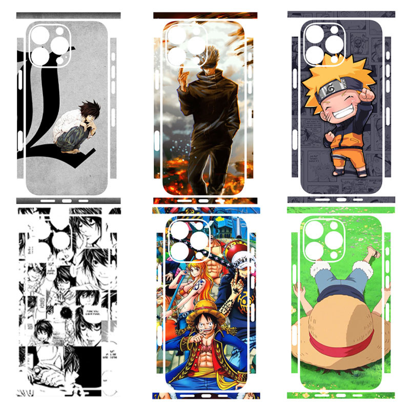 Anti-Scratch อะนิเมะ Decal ผิวสําหรับ iPhone 17 16 15 14 13 12 Pro Max Full Wrap สติกเกอร์ด้านหลัง