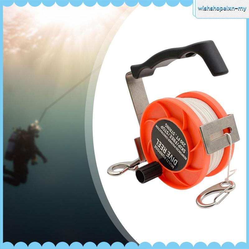 [WishshopelxnMY] Diving Line Reel Heavy Duty Smb แบบพกพาสําหรับกีฬาทางน้ําพายเรือสีส้มใต้น้ํา 290FT