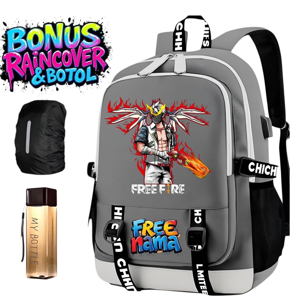 ABS - SCHOOL BAG FOR ELEMENTARY SCHOOL BOYS AND GIRLS FREE FIRE FF BOOYAAH BAG BOYS BAG