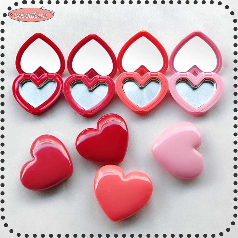BEBETTKISS อายแชโดว์เปล่า 1 ชิ้น พกพาสะดวก Love Heart Shape Rouge กล่องใส่ลิปสติก, แบบพกพารีฟิลพร้อมแผ่นสีกระจกกลางแจ้ง