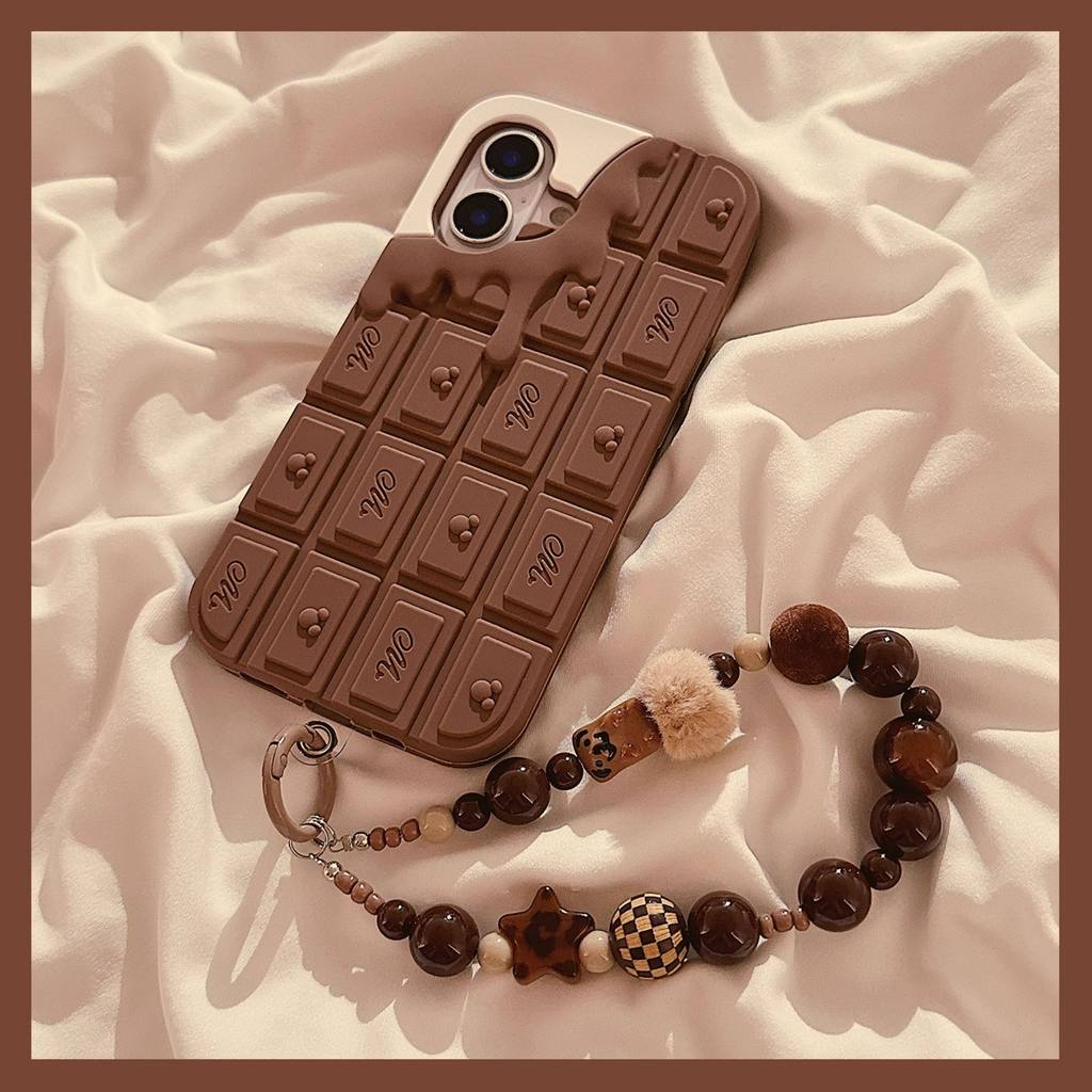 [G-Plus Studio] เคสโทรศัพท์สามมิติช็อคโกแลตสีน้ําตาลเหมาะสําหรับ iPhone17ProMax/16Pro/15/14/13 เคสป้