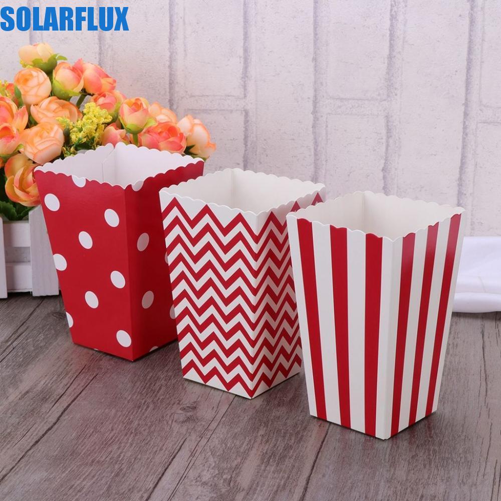 SOLARFLUX Popcorn กล่อง Creative พับเก่าแฟชั่น 12 ชิ้น/แพ็คพิมพ์ Fries คอนเทนเนอร์ Party Supplies