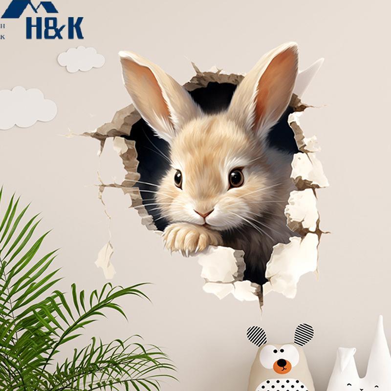 [ชม.&เค] การ์ตูน 3ง กระต่ายสติ๊กเกอร์ติดผนังสติกเกอร์ติดด้วยตนเองโรงเรียนห้องเรียนห้องนอนห้องนั่งเล่นห้องรับประทานอาหารห้องครัวห้องน้ําตกแต่ง {ไทย}