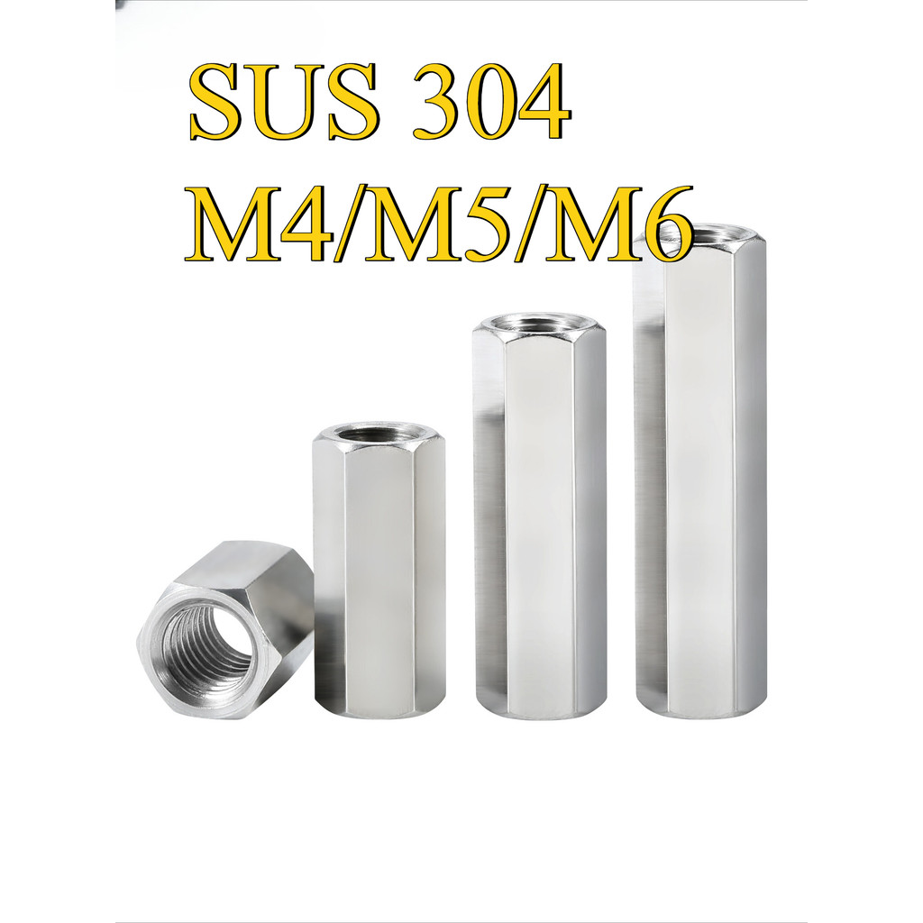 304 สแตนเลส double pass strat strut แยกคอลัมน์ถั่วคอลัมน์ยาวน็อตหกเหลี่ยม M4/M5/M6 PW-MB