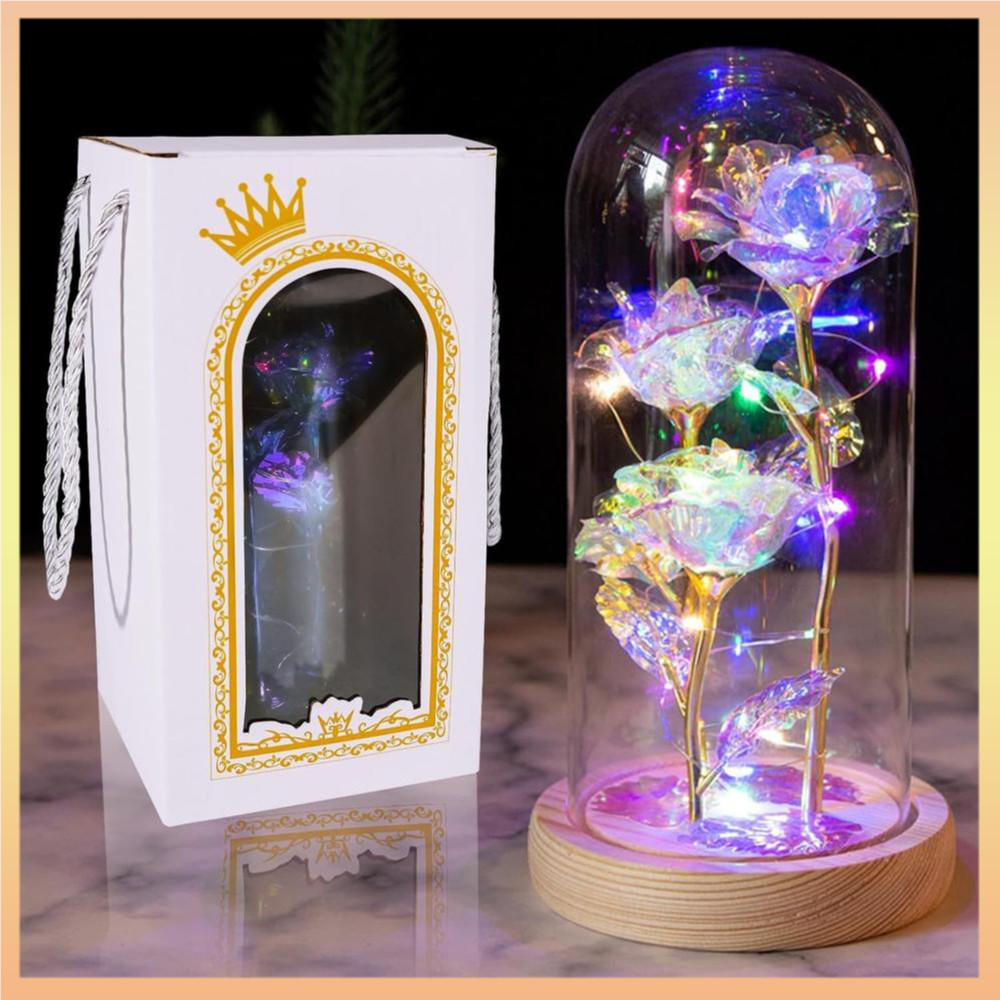 โรแมนติกไฟ LED Rose Bouquet ทนทานประดิษฐ์ดอกไม้ตกแต่ง Cozy เป็นมิตรกับสิ่งแวดล้อม Eternal Rose ไฟ LE