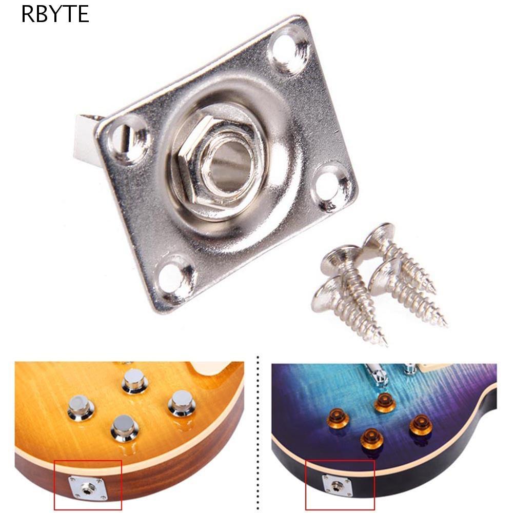 RBYTE แจ็คสเตอริโอ 1/4 (6.35 มม.) แจ็คโลหะแผ่นและสกรูชิ้นส่วนกีตาร์ไฟฟ้ากีตาร์แทนที่ Stringed เครื่องมือ Jnput แจ็ค