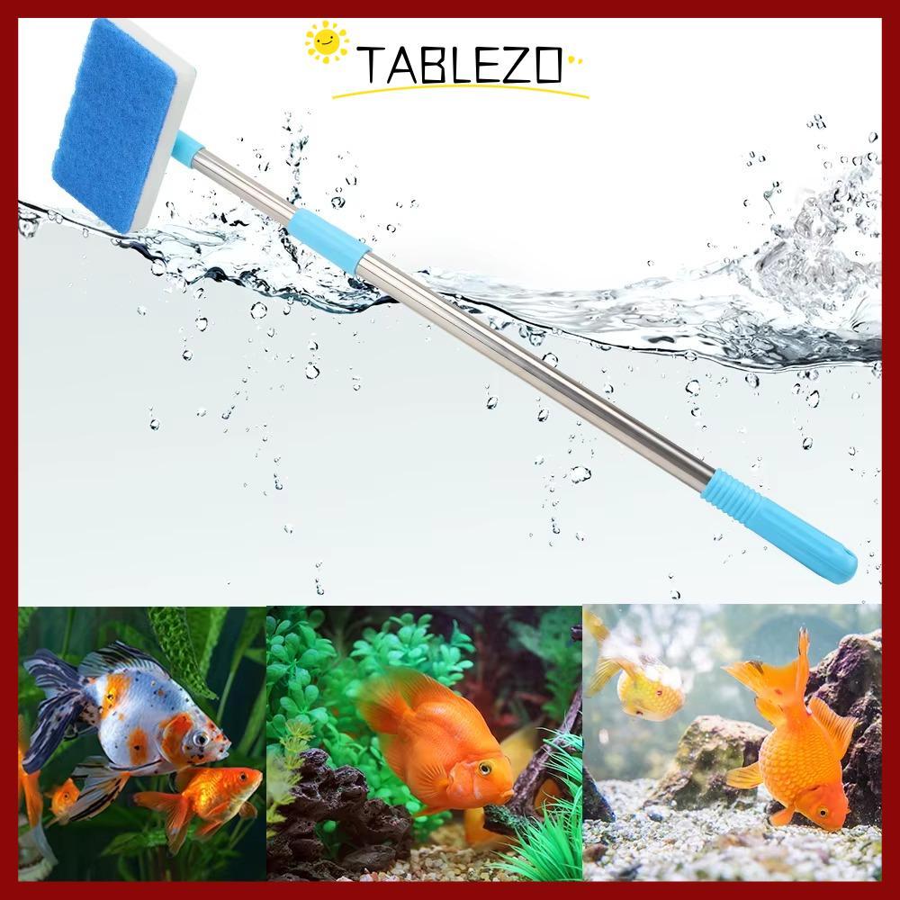 TABLEZO น้ํายาล้างปลาตู้ปลา 180° แปรงทําความสะอาดฟองน้ําถังสองด้านแบบปรับได้, สาหร่ายหน้าต่างมัลติฟังก์ชั่นซุปเปอร์ด้ามยาวแปรงขูดสาหร่าย