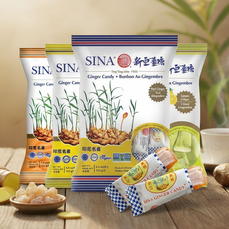 อินโดนีเซียพิเศษ New Asian Ginger Candy 125g Original Ginger Gummy Lemon Multi-รสฮ่องกงรุ่น Nostalgi